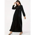 thumbnail image 5 of Women'S Velvet Maxi Dress Casual Solid Color High Waist Long Sleeve Fall Winter Flowy Gown Black L, 5 of 7