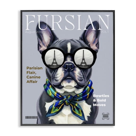 Stupell Industries Fursian Dog Fashion Magazine Black Framed Giclee Art, design by A Barefoot Stylist