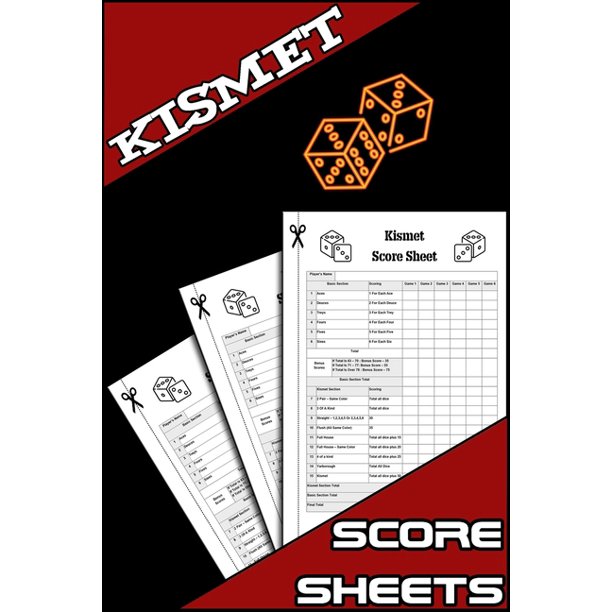 Kismet Score Sheets 100 Kismet Dice Game Score Sheets, Kizmet Score