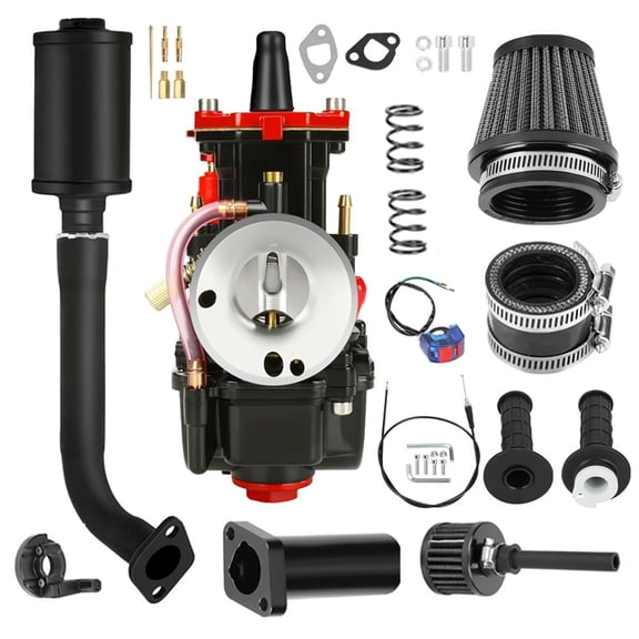 Mini bike 24MM PWK Carburetor Carb Exhaust Muffler Kit for Predator 196 212cc 224 6.5hp GX160 Engine Minibike Go kart Powersports Coleman CT200U CT200U-EX BT200X KT196 Baja MB165 MB200 Parts Black