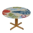 thumbnail image 3 of WYYP  Round Fitted Tablecloth with Elastic Edge, Waterproof Oil Proof Table Cover, Flannel Backed Table Cloth Fits  Round Tables for Dinner, Outdoor, Picnic, Butterfly 46-50, 3 of 8