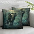 thumbnail image 3 of Orinice Elephant Forest Light Graphic Decorative Throw Pillow Cover for Home Couch Living Room Bed Sofa Short Plush Pillow Case 1PC 18x18in, 3 of 5
