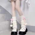thumbnail image 6 of Jxzom White Leg Warmers with Bow and Fur Balls, Y2K Rib Knit Boot Socks, Harajuku Cutecore Leg Warmers for Women, 6 of 9