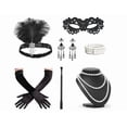thumbnail image 2 of Conjunto de accesorios flapper de los años 20. Accesorios de los años 20. Conjunto de accesorios de los años 1920 con diadema flapper, collar con ojos de encaje, pulsera y pendientes., 2 of 6