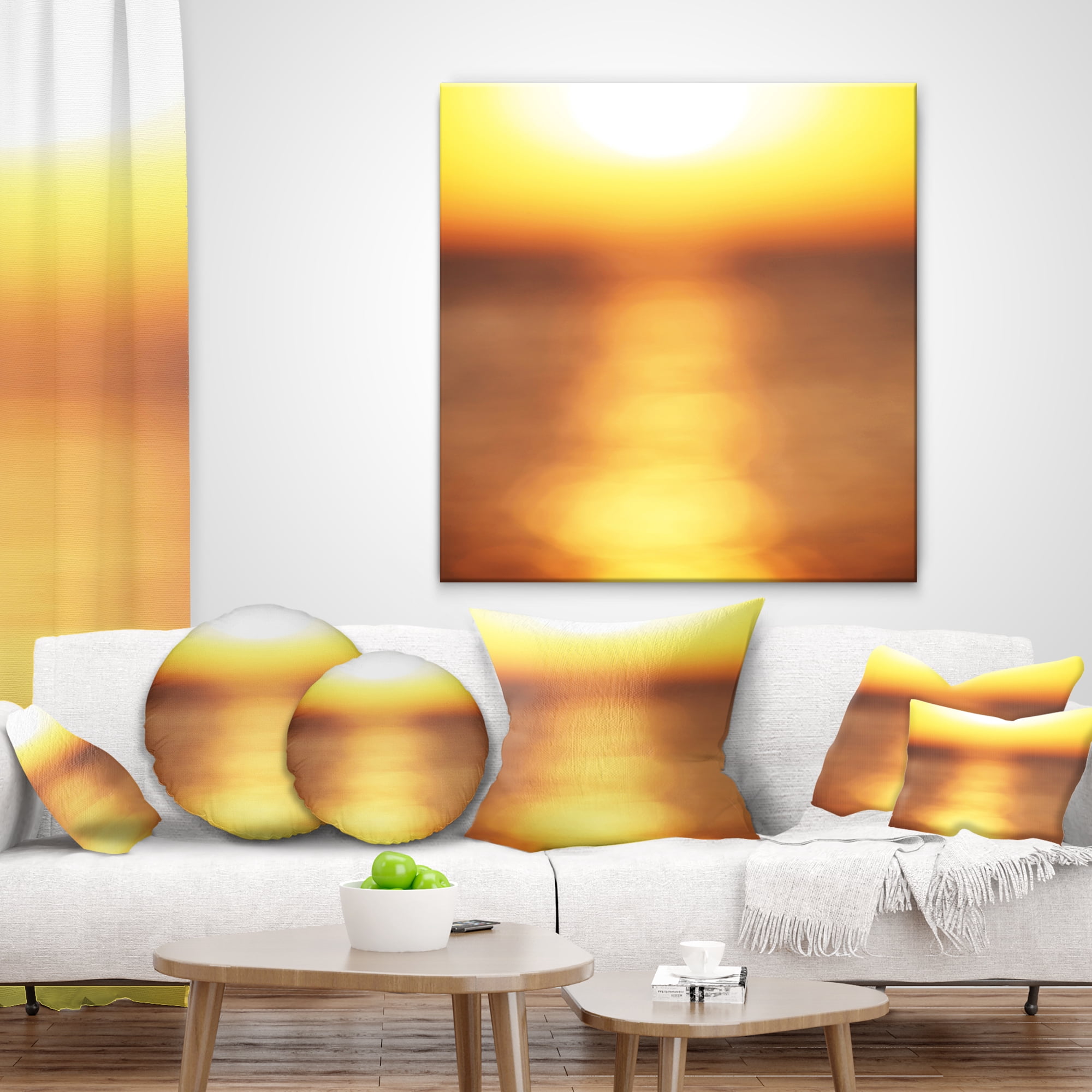 Designart 18" x 18" Yellow Polyester Throw Pillow