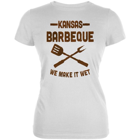 Kansas City Barbeque Make It Wet Juniors Soft T Shirt White X-SM
