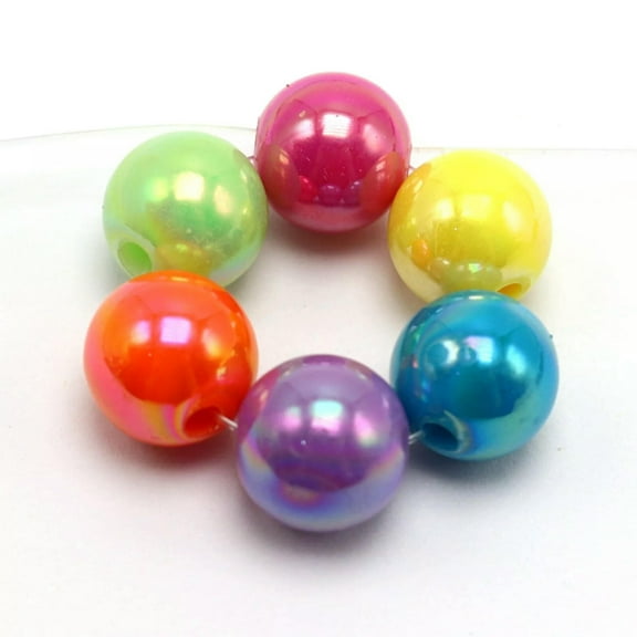 U8MO 50 Mixed Bubblegum Color Luster AB Acrylic Round Beads 14mm Smooth Ball