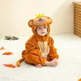 thumbnail image 4 of Lopecy-Sta ​Baby Hoodie Onesie 6-24M: Cozy Plush Romper w/ Crown Hood & Back Face Detail, Front Zipper Winter Pajamas Set, 4 of 9
