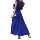thumbnail image 3 of SAYOO Vestidos Largos de Manga con Volantes con cinturón para Mujer Verano, Vestidos de Gasa Plisados con Cuello en V de Color Sólido Casual SAYOO casual, 3 of 7