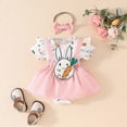 thumbnail image 2 of CAICJ98 Baby Girl Easter Outfit Newborn Bunny Short Sleeve Romper Dress Infant Tutu Dresses Bodysuit Infant Spring Summer Cute Clothes (Red,9-12 Months), 2 of 7