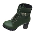 thumbnail image 1 of NECHOLOGY Botas Mujer Zapatos Botines de mujer Botas de cuero liso para mujer, botines con y tacón grueso, con cremallera lateral, hebilla de cinturón, tacón Ultra , talla grande (Green, 8.5), 1 of 7