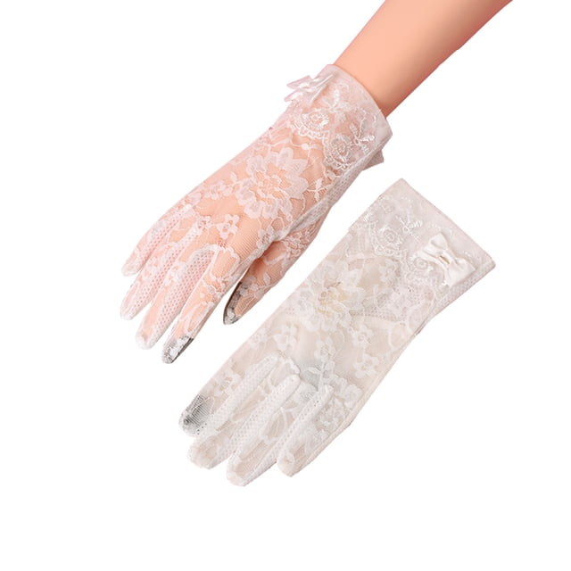 AWZXDE Black Gloves Womens Short Lace Breathable Riding Sunscreen Wedding Gloves Ice Silk