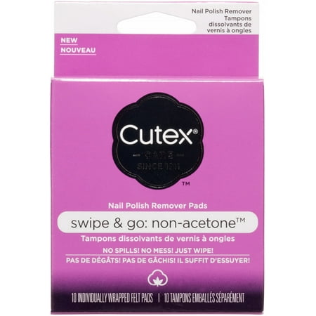 2 Pack - Cutex Swipe & Go Non-Acetone Nail Polish Remover Pads 10 (Best Non Acetone Nail Polish Remover)