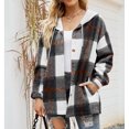 thumbnail image 4 of Aricy Women's Casual Plaid Hooded Jackets Shacket Flannel Drawstring Long Sleeve Plaid Jacket Button Down Coats Shirt Warm Hoodie Blouse fall Tops with Pocket, 4 of 5