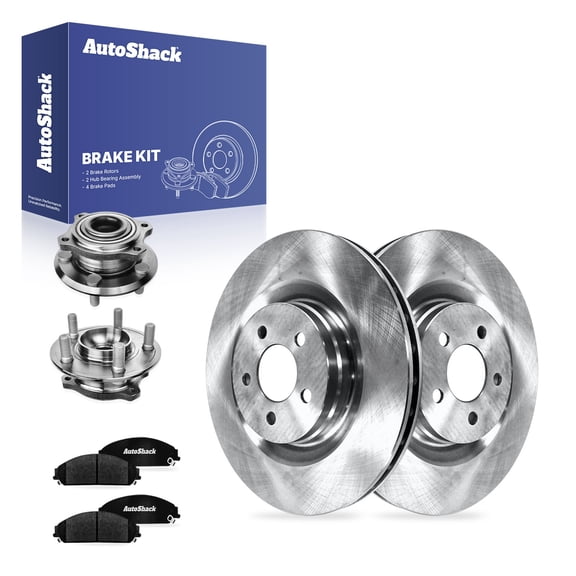 AutoShack Front Brake Rotors, Ceramic Pads & Hub Bearing Assemblies for Dodge & Chrysler, Charger 2021-2023 Challenger 2021-2022 300 2021, AWD V6 3.6L V8 5.7L - 14.17" (360 mm), 5-Lug