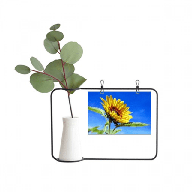 Girasoles Azul cielo Sunshine Flower Marco De Metal Florero De Cerámica Decoración