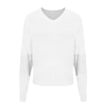 thumbnail image 4 of Qetyuw Crochet Knitted Sweaters for Women Casual Loose Fit V Neck Jumpers Solid Color Chunky Long Sleeve Pullover Sweater, 4 of 5