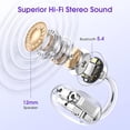 thumbnail image 6 of Clip-On Earbuds, Lightweight Comfort with Anti-Drop Design Open Ear Earbuds Bluetooth 5.4, 50H Battery Open Ear Headphones, Waterproof, Perfect for Glasses Wearers, Sports and Workouts, 6 of 14