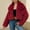 A01_Wine, variant on Women's Faux Fur Coat Long Sleeve Lapel Shaggy Winter Jacket Luxury Warm Furry Open Front Outerwear