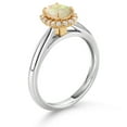thumbnail image 3 of Gem Stone King 925 Sterling Silver and 10k Yellow Gold White Ethiopian Opal and Lab Grown Diamond Halo Engagement Ring for Women (0.64 Cttw, Gemstone, Oval Cabochon 7X5MM, Size 5), 3 of 4