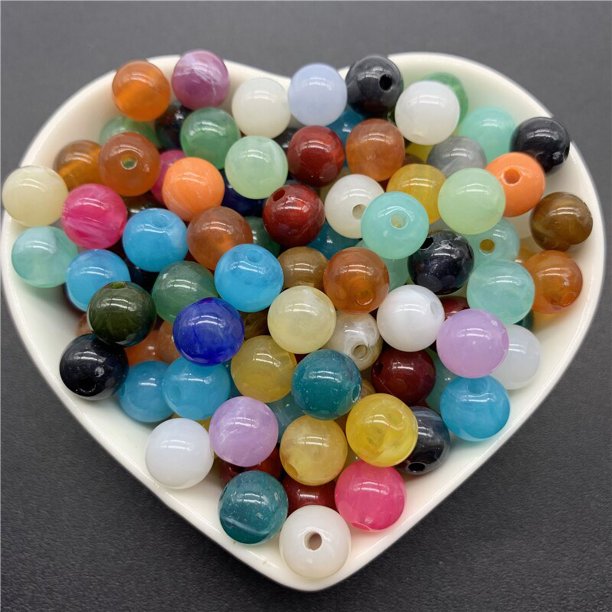 Cuentas espaciadoras acrílicas redondas, cuentas sueltas de ojo de gato para la fabricación de joyas, pulsera DIY, accesorios de collar, 6mm, 8mm, 10mm