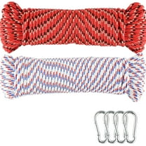 Wellmax 3/16" x 100' Diamond Braided Polypropylene Rope with UV Protection and Weather Resistance, Red/White - 2 Pack