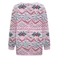 thumbnail image 4 of Women's Cardigans Christmas Printed Crew Neck Button Down Cozy Long Sleeve Jacket Warm 2025 Fall Winter Trendy Loose Casual Work Sweaters for Women Pink L, 4 of 5