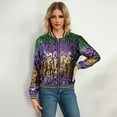 thumbnail image 2 of Outfmvch mardi gras jacket mardi gras sequin top mardi gras jackets for women workout tops for women Spring And Autumn Women's Long Sleeve Sequined Long Sleeve Cardigan Jacket Top Purple 1 L, 2 of 9