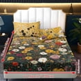 thumbnail image 6 of Jiueut Colorful Flower Oil Painting Print 3 Pieces Fitted Sheet Set, Easy Care Bedroom Sheet 2 PCS Washable Pillowcase Fitted Sheet with 10" Deep Pocket, Twin Size, 6 of 7