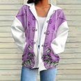 thumbnail image 3 of Breezora Women's Hooded Zip Up Denim Butterfly Print Sweatshirt Loose Fit Long Sleeve Casual Jacket with Pockets, 3 of 6