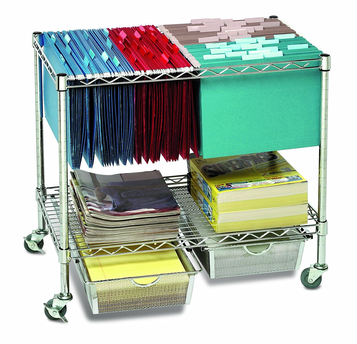 Seville Clics 3 Tier Mobile Letter Legal Office File And Utility Seville Clics 3 Tier Mobile Letter Legal Office File And Utility Cart With 2 Steel Wire Mesh Baskets