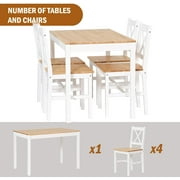 Soges 4-Person Dining Table Set 5 Pieces, Wood Kitchen Table Set with 4 Chairs for Kitchen Dining Room Restaurant, White&Oak