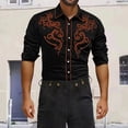 thumbnail image 4 of XIAOCHA Men's Embroidered Button Down Shirt Long Sleeve Floral Scroll Stitched Shirt Comfortable Western Style Party Wear Top, 4 of 5