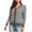 Gray, variant on Vivianyo HD Women's Knit Cardigan, Striped V-neck Scallop Trim Button Front Long Sleeve Casual Layering Top, Women's Black, Sizes S-2XL