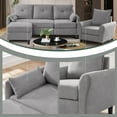 thumbnail image 2 of Soscana Living Room Furniture Set,Convertible Sectional Sofa with Storage Ottoman and Accent Chair,Modern Linen 4 Seat L Shaped Couch Sofa Set with Side Pocket for Living Room,Office,Apartment,Studio, 2 of 8