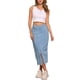 thumbnail image 2 of Falda de mezclilla larga con cremallera frontal y abertura para mujer INSPIRE CHIC, con bolsillos, talla XL, azul claro, 2 of 5