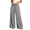 thumbnail image 2 of HKYNLAG Women's Baggy Wide Leg Sweatpants with Pockets High Waist Drawstring Loose Casual Lounge Trousers Fall Clothes Light Gray L, 2 of 6