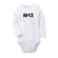 thumbnail image 4 of AB CD Funny Rompers, Newborn Baby Unisex Bodysuits, Infant Jumpsuits, Toddler 0-12 Months Kids Long Sleeves Oufits (White, 0-6 Months), 4 of 5