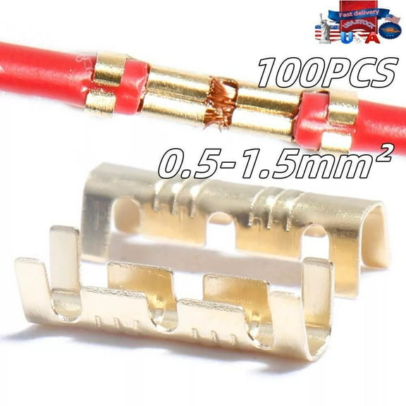 100Pcs Car Brass Copper 0.5-1.5mm Crimp Electrical Connector Wire Terminal Kit