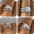 thumbnail image 5 of SFTING Moissanite Wedding Rings Set for Women 925 Sterling Silver Three Stones Princess Cut Engagement Rings for Women Anniversary D Color VVS1 Size 10, 5 of 9