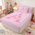 thumbnail image 3 of Manfei Initial Zipper Full Size Comforter Sets with Fitted Sheet and 2 Pillowcases Christmas Zipper Bedding Set, Pink Z, Pink Reversible, 3 of 7