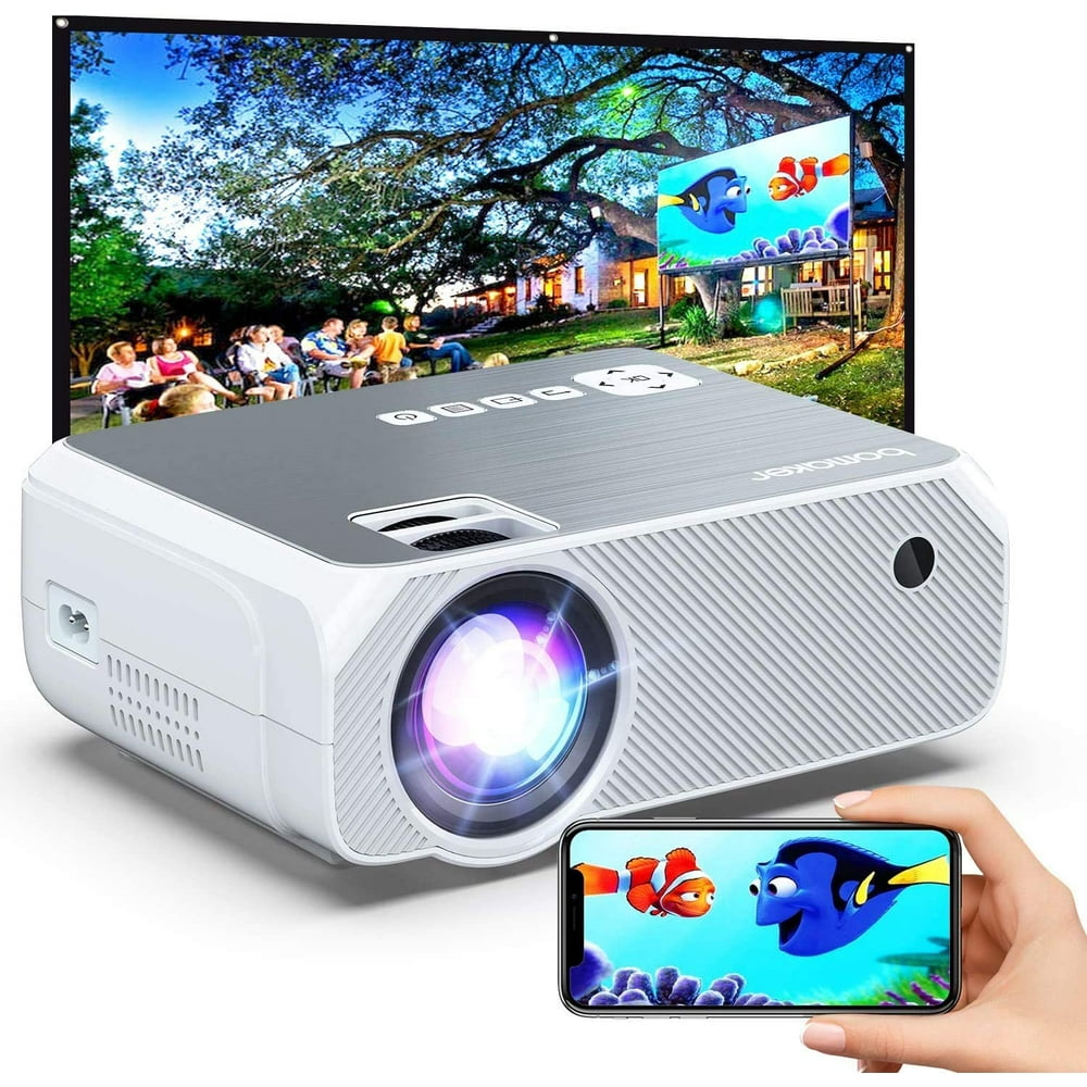 BOMAKER Portable HDMI Projector for Home Office Outdoor Theater, Smart HD WiFi Projector, 1080P