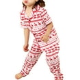 thumbnail image 5 of Christmas Family Pajamas Set Deer Snowflake Print Long Sleeve Lapel Neck Tops+Trousers, 5 of 10