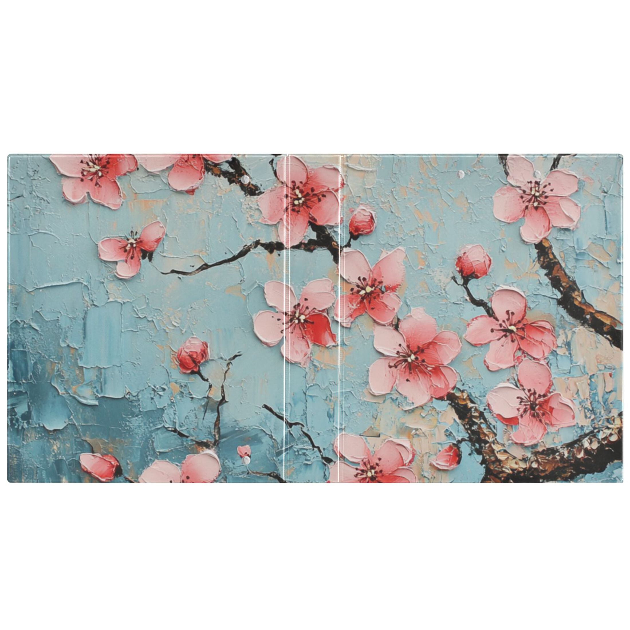 Cherry Flowers Painting 3 Ring Binders 1.5 inch Hardcover File Folders with Interior Pockets A4 Size Organizer for School Office Hospital