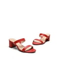thumbnail image 6 of BURUDANI Women's Chunky Heel Sandals Two Strap Open Toe Low Block Dress Pumps Shoes RED/PU Size 11, 6 of 9