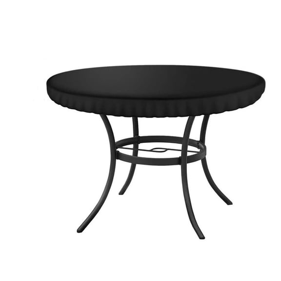 WJERM UV Resistant Waterproof Round Patio Table Cover, Anti Fading Outdoor Furniture Protector For Garden Dining Table, 48 Inch Diameter Black Oxford