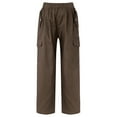 thumbnail image 4 of YONGHS Girls Kids Casual Jogger Sweatpants Loose Cargo Pants Trousers Hip Hop Jazz Street Dancewear Brown 16, 4 of 7