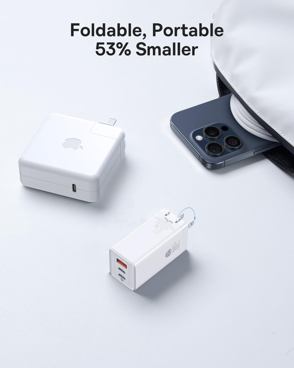 Baseus 65W USB C Fast Charger With Usb C Cable, Compact Gan Charger Block, White