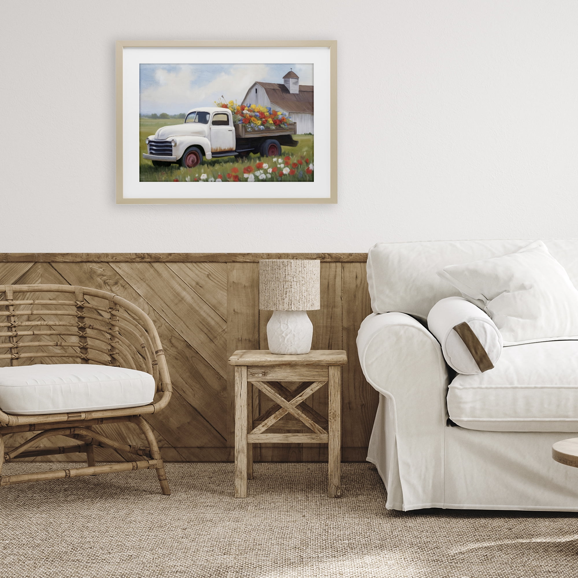 Stupell Industries White Delivery Floral Truck Birch Framed Print Under Glass, design by Kim Allen