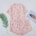 thumbnail image 4 of XIAOCHA Womens Short Sleeve Pajama Set Casual Printed Button Front Top With Pockets Shorts Pajama Outfit Comfortable Lightweight Sleepwear, 4 of 5